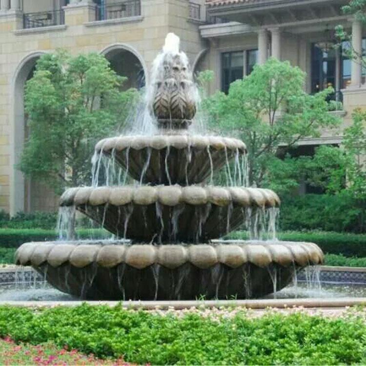 大刚雕塑 定制石喷泉与欧式动物石狮喷泉的艺术之美